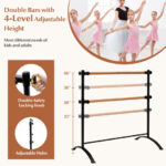 4 Foot Portable  Freestanding Double Ballet Barre-Pink - Image 5