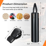 4-In-1 Hanging Punching Bag Set with Punching Gloves and Ceiling Hook - Image 4