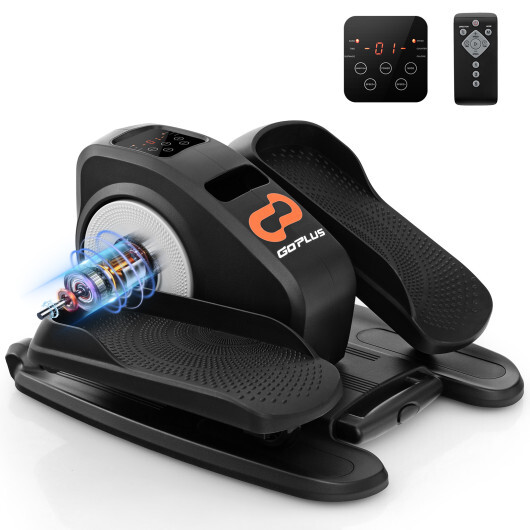 SP38164US-BK.jpg Under Desk Elliptical Machine with Display Monitor for Home Office-Black - Color: Black - Image 1