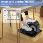 Under Desk Elliptical Machine with Display Monitor for Home Office-Black - Color: Black - Image 4