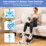 Under Desk Elliptical Machine with Display Monitor for Home Office-White - Color: White - Image 5