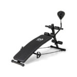 Adjustable Decline Sit Up Bench for Exercise for Home Gym with Speed Ball and 2 Resistance Bands - Color: Black