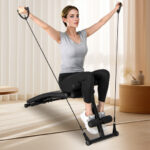 Adjustable Decline Sit Up Bench for Exercise for Home Gym with Speed Ball and 2 Resistance Bands - Color: Black - Image 2