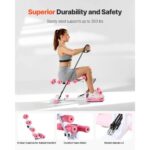 Deep Squat Machine, Adjustable Glutes Trainer Machine with 3 High-Strength Resistance Bands, Folding Core Leg & Glutes Exercise Trainer, Push Up Workout Equipment at Home Gym, Pink + White - Image 2