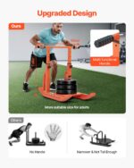 Weight Sled, Steel Power Sled, Fitness Training Sleds for Athletic Exercise Speed Improvement, Workout Equipment with Adjustable Height Handle, Compatible with 1/2 in Weight Plates, Orange