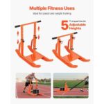 Weight Sled, Steel Power Sled, Fitness Training Sleds for Athletic Exercise Speed Improvement, Workout Equipment with Adjustable Height Handle, Compatible with 1/2 in Weight Plates, Orange - Image 2