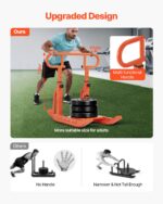 Weight Sled, Steel Power Sled, Fitness Training Sleds for Athletic Exercise Speed Improvement, Workout Equipment with Adjustable Height Handle, Compatible with 1/2 in Weight Plates, Orange