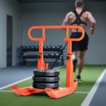 Weight Sled, Steel Power Sled, Fitness Training Sleds for Athletic Exercise Speed Improvement, Workout Equipment with Adjustable Height Handle, Compatible with 1/2 in Weight Plates, Orange - Image 7