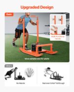 Weight Sled, Steel Power Sled, Fitness Strength Training Sleds for Athletic Exercise Speed Improvement, Workout Fitness Equipment with Handle, Compatible with 1/2 in Weight Plates, Orange