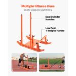 Weight Sled, Steel Power Sled, Fitness Strength Training Sleds for Athletic Exercise Speed Improvement, Workout Fitness Equipment with Handle, Compatible with 1/2 in Weight Plates, Orange - Image 2