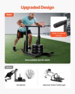 Weight Sled, Steel Power Sled, Fitness Training Sleds for Athletic Exercise Speed Improvement, Workout Equipment with Adjustable Height Handle, Compatible with 1/2 in Weight Plates, Black