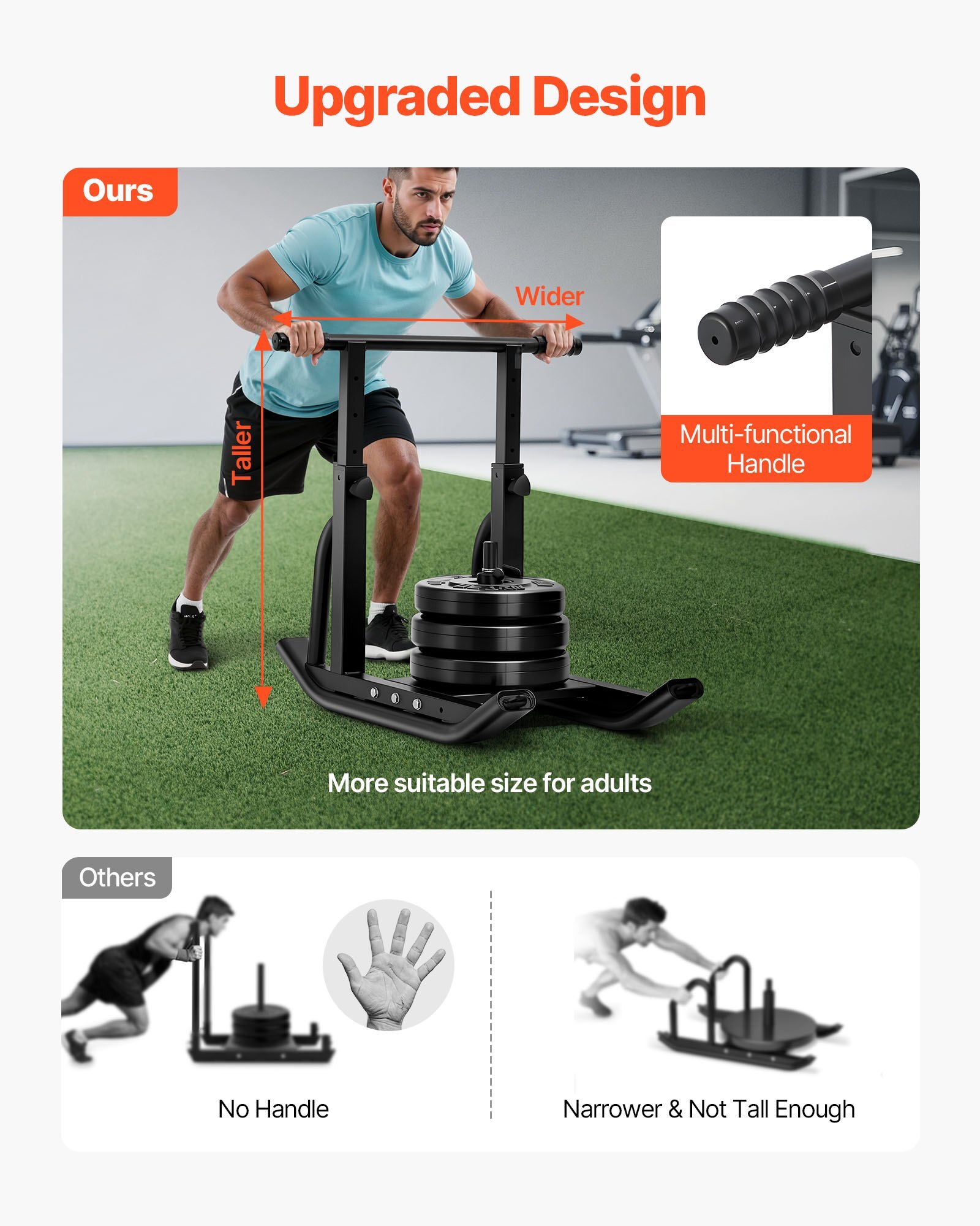SZXQHS12YCTXPNCFL001V0.jpg Weight Sled, Steel Power Sled, Fitness Training Sleds for Athletic Exercise Speed Improvement, Workout Equipment with Adjustable Height Handle, Compatible with 1/2 in Weight Plates, Black - Image 1
