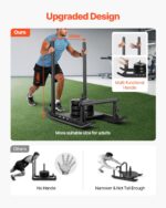 Weight Sled, Steel Power Sled, Fitness Strength Training Sleds for Athletic Exercise Speed Improvement, Workout Fitness Equipment with Handle, Compatible with 1/2 in Weight Plates, Black