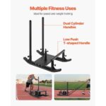 Weight Sled, Steel Power Sled, Fitness Strength Training Sleds for Athletic Exercise Speed Improvement, Workout Fitness Equipment with Handle, Compatible with 1/2 in Weight Plates, Black - Image 2
