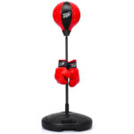 Kids Adjustable Stand Punching Bag Toy Set with Boxing Glove-Red
