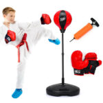Kids Adjustable Stand Punching Bag Toy Set with Boxing Glove-Red - Image 5