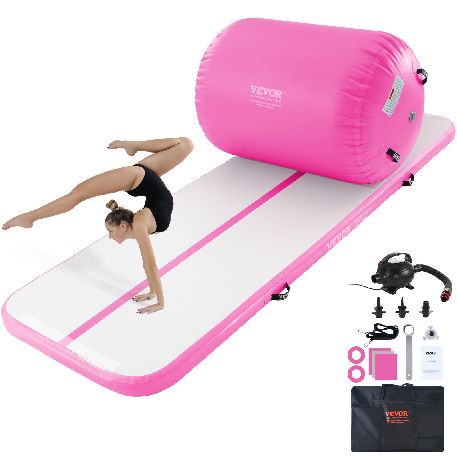 ZHKKFQDFS10FPOJOFV1.jpg Inflatable Gymnastics Air Mat Set, 2 PCS Tumbling Mat, Tumble Track with Electric Pump, Air Roller Barrel Gymnastics Equipment, Training Mats for Home Use/Gym/Yoga/Cheerleading/Beach/Park/Water - Image 1
