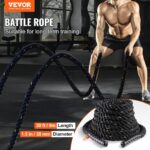 Battle Rope, 1.5 Inch Diameter 30Ft Length Polyester Exercise Rope, Battle Exercise Equipment, Heavy Weighted Rope for Home Gym Body Workout Core Strength Training Muscle Building Fitness - Image 2