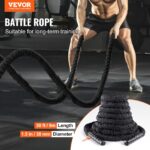 Battle Rope, 1.5 Inch Diameter 30Ft Length Polyester Exercise Rope, Battle Exercise Equipment with Protective Sleeve & Anchor, Heavy Weighted Rope for Home Gym Workout Core Strength Training - Image 2