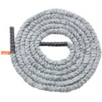 Battle Rope, 1.5 Inch Diameter 30Ft Length Polyester Exercise Rope, Battle Exercise Equipment with Protect Sleeve & Anchor, Heavy Weighted Rope for Home Gym Workout Core Strength Training, Gray